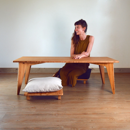 Low Dining Table | Japanese Coffee Chabudai Tatami With Floor Chair For Pillow/Cushion - Natural Bamboo Small