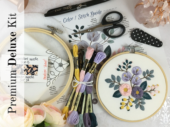 Deluxe Embroidery Kit, Victorian Bouquet Beginner Hand Floral Diy Craft Hoop Art Kit