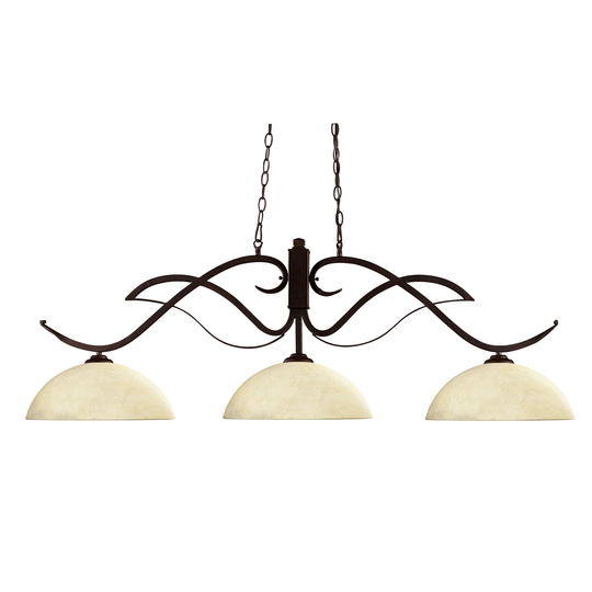 Avery Home Lighting Bronze Finish with Dome Golden Mottle Shade - Metal 3-light Island/Billiard Light