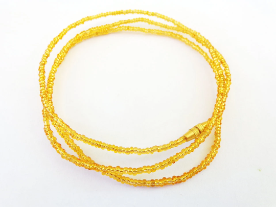 Transparent Gold African Waist Beads - Belly Chains For Weight Loss- With Clasps