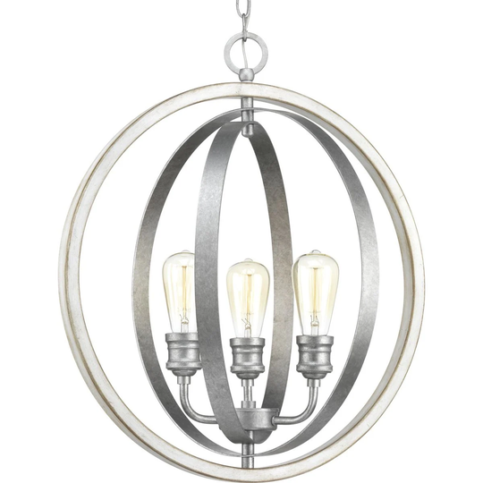 Conestee Collection Three-Light Galvanized Finish Farmhouse Pendant Light - 25.000" x 23.500" x 11.250"