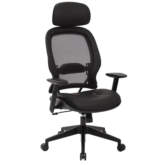 Office Chair with Bonded Leather Seat and Adjustable Headrest
