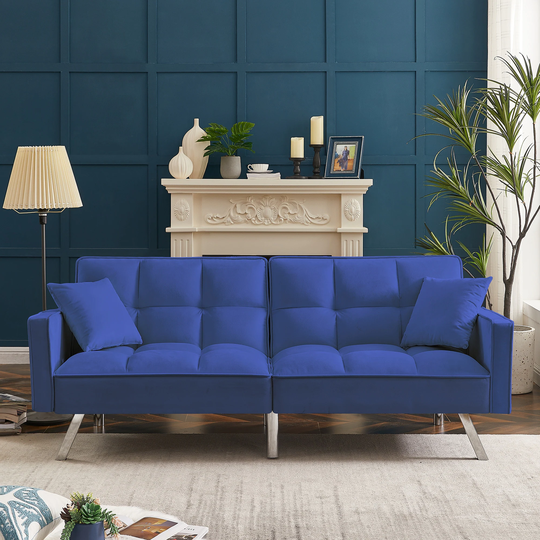 74.4"Loveseat Sofa Bed Velvet Upholstered Split-back Design Convertible Futon Sofa