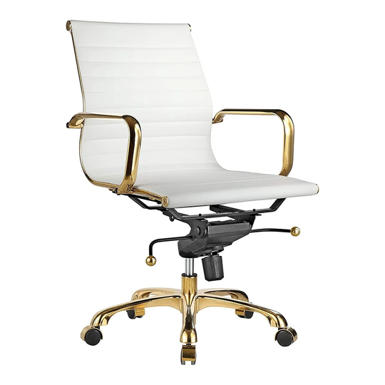 Toni Office Chair (Gold Frame) (Low Back) - 37.25"-35"Hx22.5"Wx24.5"D