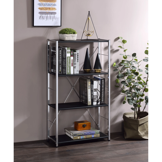 Tennos Bookshelf White Chrome Finish