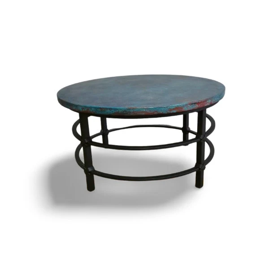36" Round Hammered Copper Coffee Table. Forged-Iron Base, Top, Table, Wrought Iron Table & Copper Top, Desk