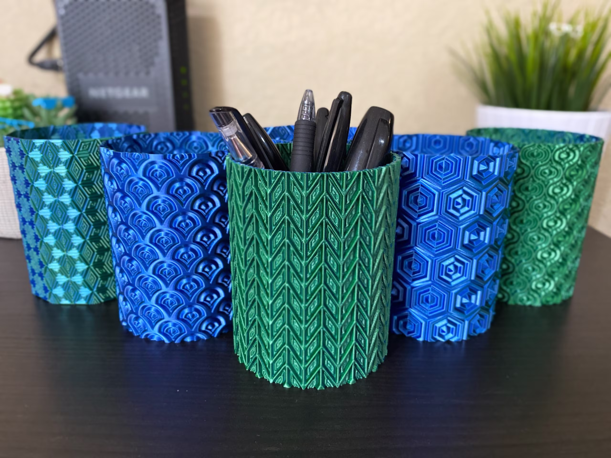 Aurora Dual Color L Pen Holders | Pencil Edgy Cup Designs 3D Printed Cups Silk Blue-Green Cv Aurora-Blue/Green