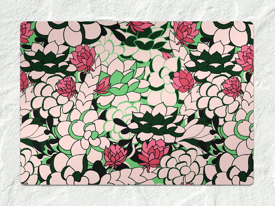 Vintage Succulents Chair Mat, Pink Splat Green Vinyl Floor Exotic Protective Office Decor, Area Rug, Kids Room Decor