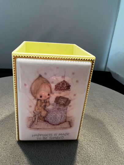 Vintage Betsey Clark Desk Top Office Pencil Pen Holder Container Collectible Classic Hallmark Card Company 1970 Retro Home Decor