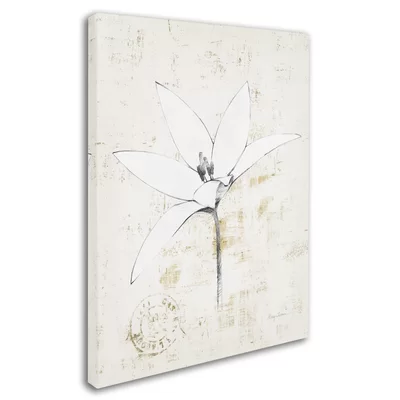 'Pencil Floral XII Gold' Print on Wrapped Canvas
