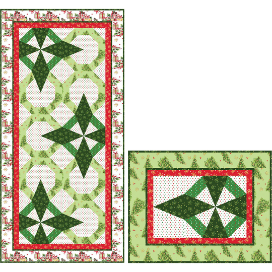 Last Call - North Star Table Runner Place Mats Quilt Kit, Kit-Masnos, All The Trimmings Quilts Christmas Xmas Maywood