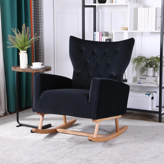 Modern Accent Chair High Backrest Living Room Chair Lounge Arm Rocking Chair