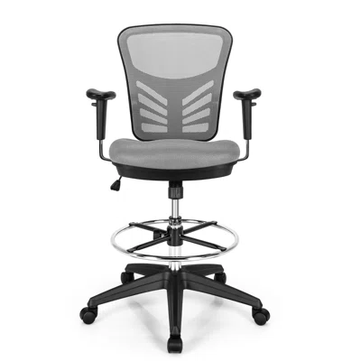 Inbox Zero Mesh Drafting Chair Office Chair W/adjustable Armrests & Foot-ring Black