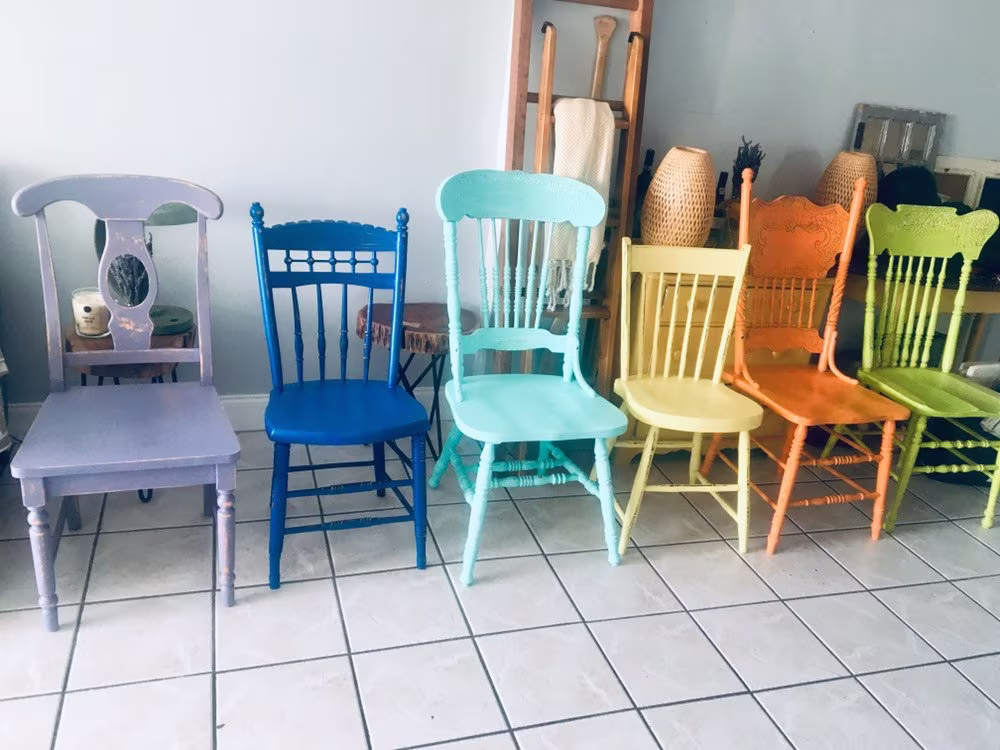 Mismatched Rustic Farmhouse Vintage Chic Dining Chairs Set Of 8 Custom Colors Mis Match Colors