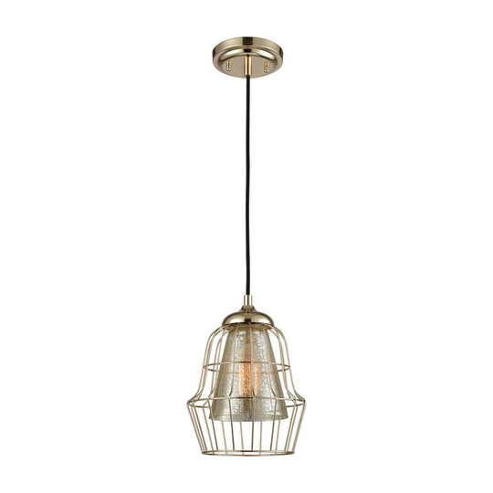 Yardley Polished Gold Metal and Mercury Glass Single-light Pendant