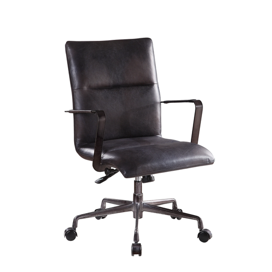 ACME Indra Executive Office Chair with Lift in Onyx Black Top Grain Leather