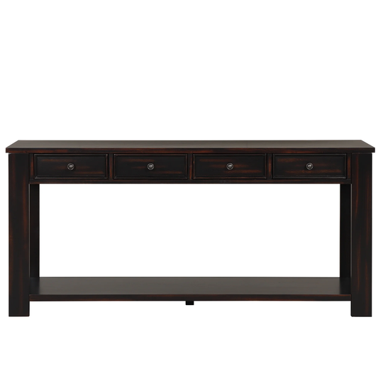 63" Wood Console Table with 4 Drawers and 1 Bottom Shelf