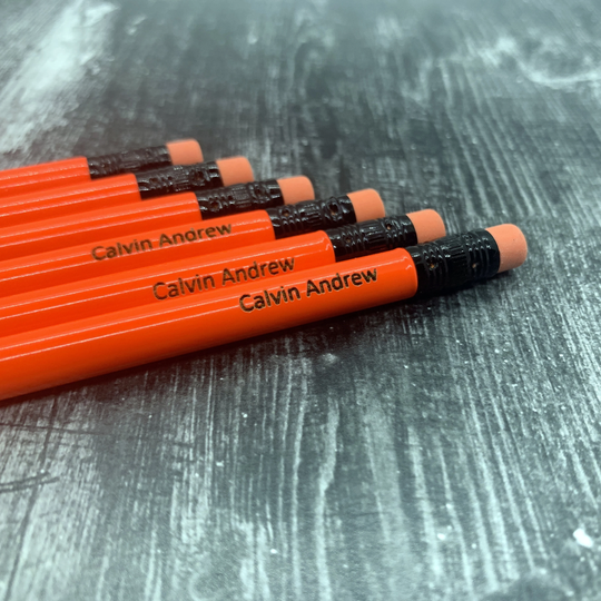 Personalized Pencils | Engraved Back To School 12 Pack Neon Orange Student Gift