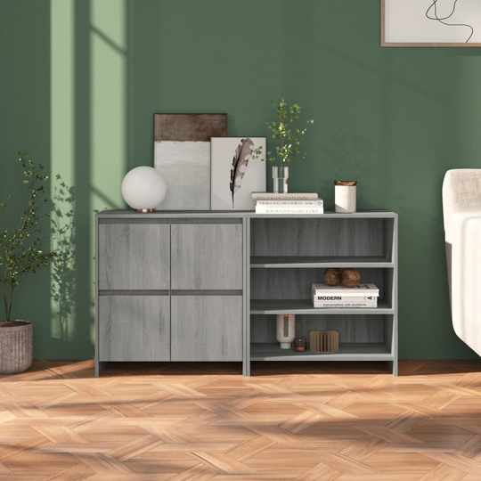 2 Piece Sideboard Gray Sonoma Engineered Wood