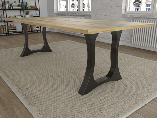 Dining Table Legs, Unique Model Fit Great With Modern, Rustic Or Industrial Home Décor. Set(2, Live Edge River, Marble, Granite.. [Flnwd2]