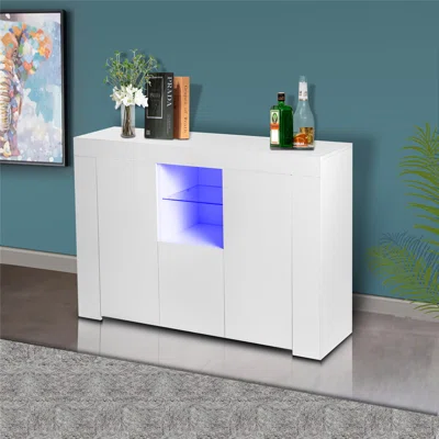 White Sideboard Uv Coated With Led Light,45.67 * 13.78 * 31.89(l*d*h)