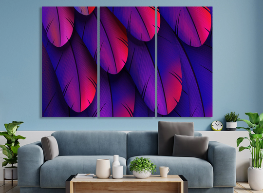 Colored Feathers Canvas Digital Art Print Colorful Bright Wall Abstract Vibrant Extra Large Modern Decor
