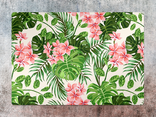 Bright Hawaii Chair Mat, Green Splat Pink Vinyl Floor Tropical Protective Pad, Decorative Comfort Mat