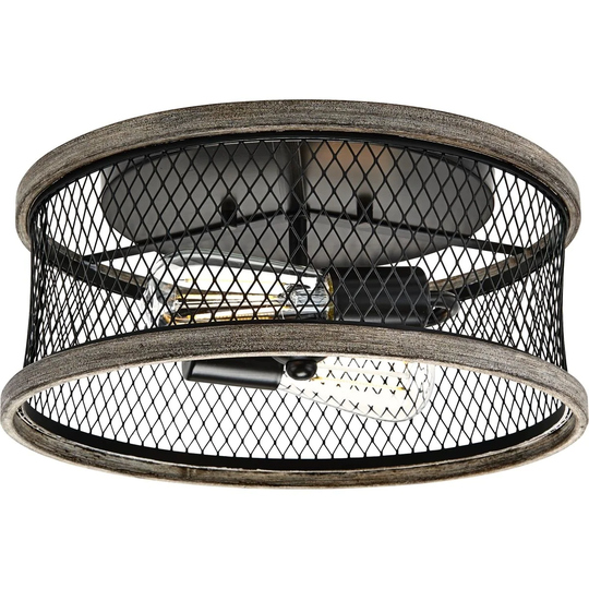 Austelle Collection Two-Light Antique Bronze 14" Flush Mount - 10.630" x 14.960" x 14.960"