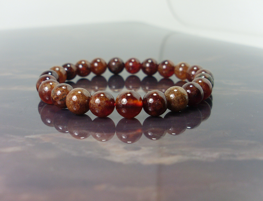 Rare Spessartine Garnet Bracelet 8mm, Natural Gemstone Bracelet, Unisex Mens Women Beaded Gift For Her Him + Bag