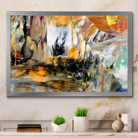 Designart 'Colorful Abstract Painting Strokes III' Modern Framed Wall Decor