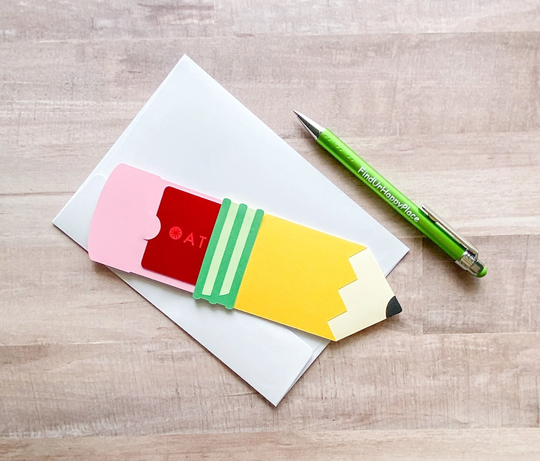 Pencil Gift Card Holder, With Teacher Gift, Appreciation Holiday
