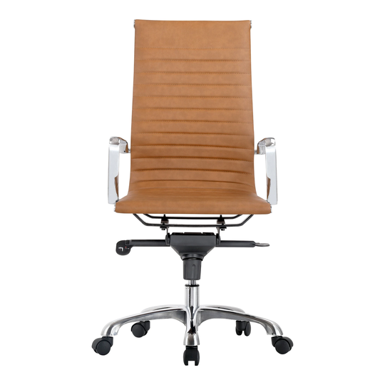 Aurelle Home Modern Ribbed Leather High Back Office Swivel Chair