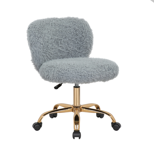 Porthos Home Itzel Armless Office Chair, Plush Fabric, Gold Legs