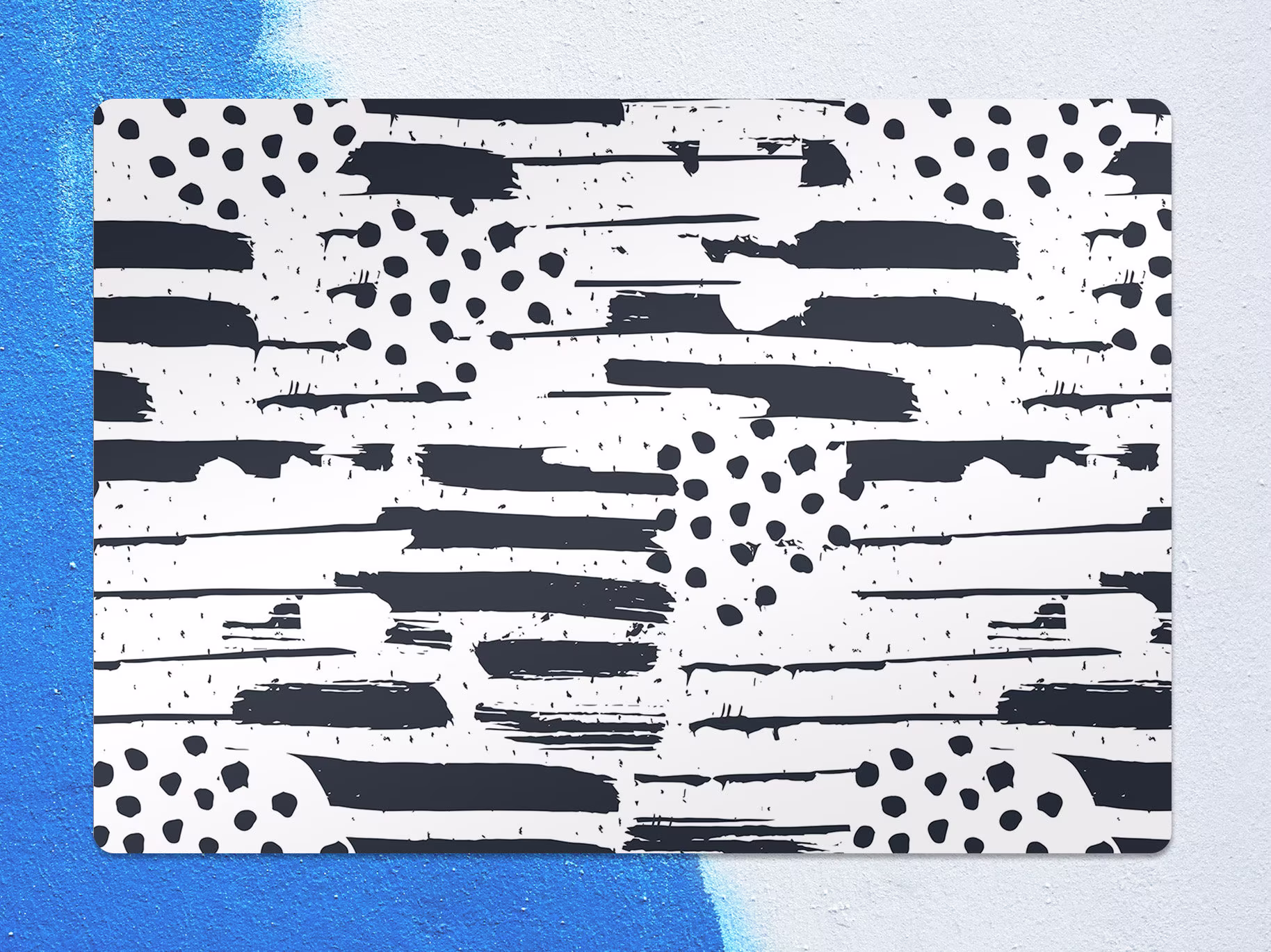 Abstract Repeat Chair Mat, Navy Vinyl Floor White Protective Painted Splat Pad, Flooring, Comfort Mat