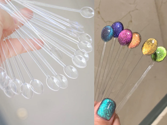 20-100Pcs Nail Polish Color Display Card/ Clear Spoon Shaped Acrylic Uv Gel Art Tips Swatch Sticks Card Manicure Tool Supply