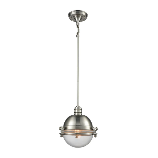 Riley Satin Nickel and Clear Glass Single-light Pendant Light