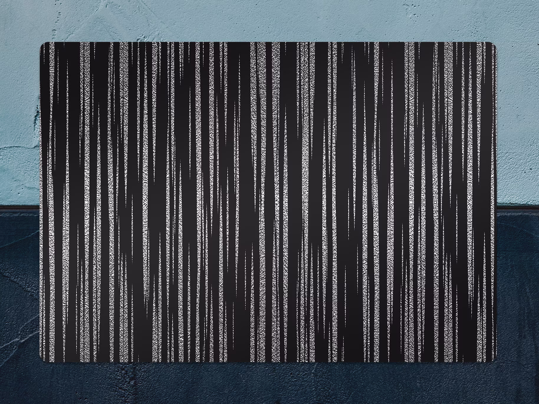Abstract Metallic Chair Mat, Black Splat Beige Vinyl Floor Stripes Protective Pad, Office Room Rug, Comfort Mat