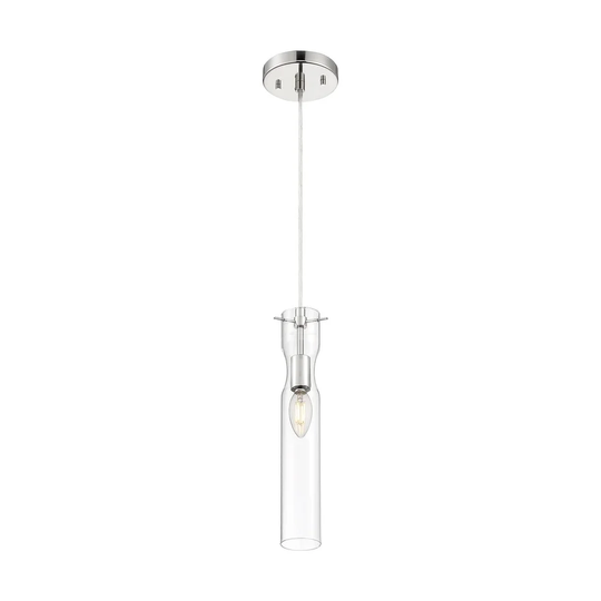 Spyglass 1-Light Mini Pendant Fixture - Polished Nickel Finish with Clear Glass - Polished Nickel - Polished Nickel