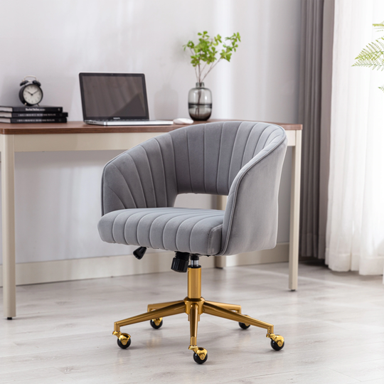 Modern Velvet Office Computer Desk Chair with Gold Plating Base