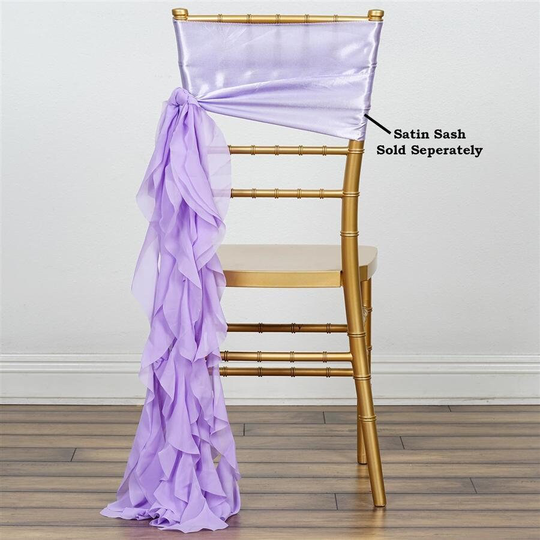 Lavender Curly Chiffon Chair Sash Bows Ties Wedding Decorations