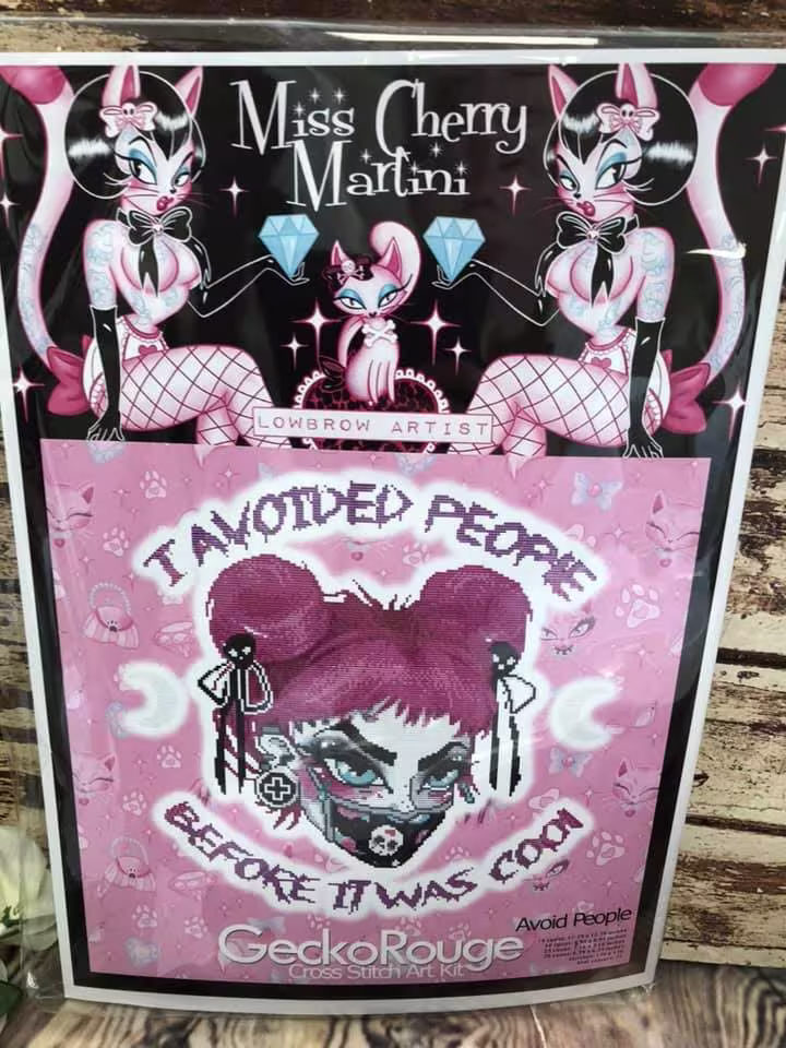 Avoid People By Miss Cherry Martini Modern Cross Stitch Art Kit