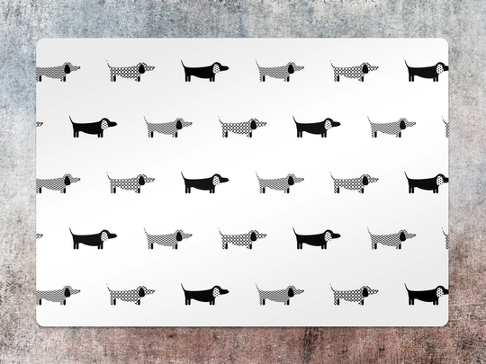 Dachsunds Chair Mat, Black Vinyl Floor White Protective Animals Splat Office Decor, Area Rug, Comfort Game Room Rug