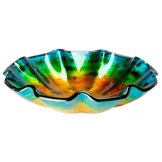 Eden Bath Wave Rim Multi Color Glass Vessel Sink