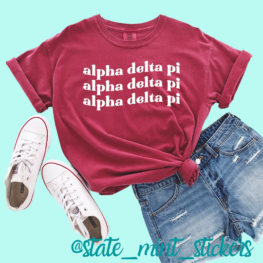 Alpha Delta Pi Shirt | Comfort Colors Short Sleeve Tee Adpi Tshirt, Custom Shirt, Big Little Reveal, Bid Day Basket