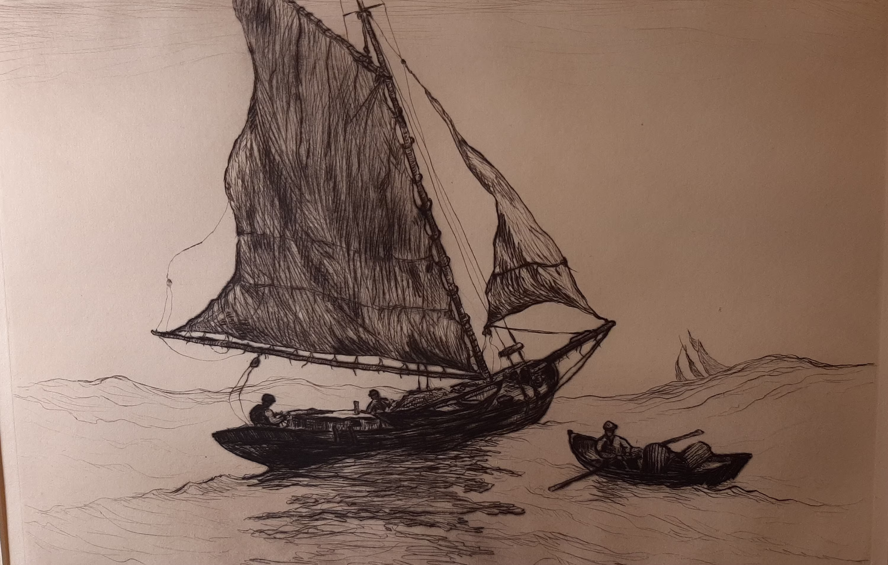 Reynolds Beal | American 1867-1951 "Noank Lobster Sloop", Drypoint, 1930, Signed in Pencil