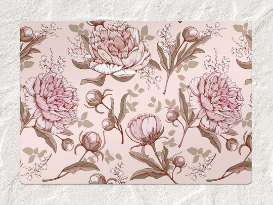 Vintage Pink Peonies Chair Mat, Orange Vinyl Floor Red Protective Flowers Splat Flooring, Comfort Mat