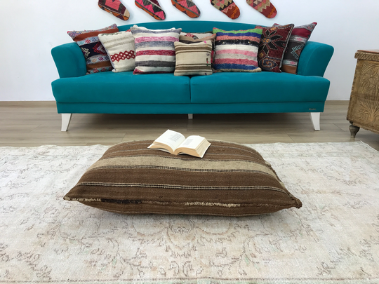 Floor Seating Pillow, Sofa Cushion Cover, Kilim Cushion, Pouf Handwoven Ottoman Pouf, Berber 25x39x8, Fp 833