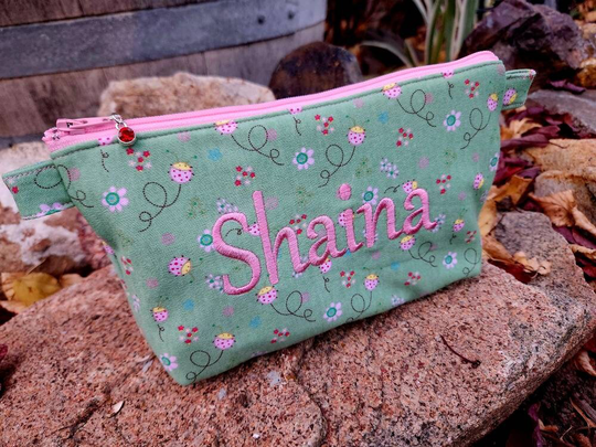 Ladybug Pencil Case, Personalized School Supply Bag, Fabric Zipper Girls Pencil Pouch, Bag Pouch, Makeup