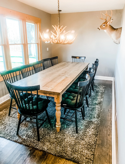 Natural Farmhouse Table, Long Farm Custom Wood Large Kitchen Barn Handmade Table