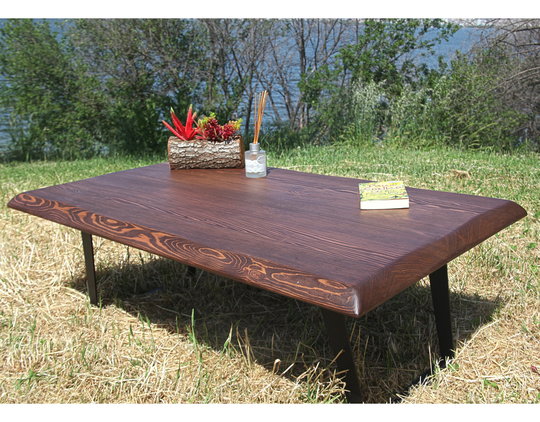 Solid Wood Coffee Table With Metal Legs - Asya/Reclaimed Cofffe Farmhouse Large